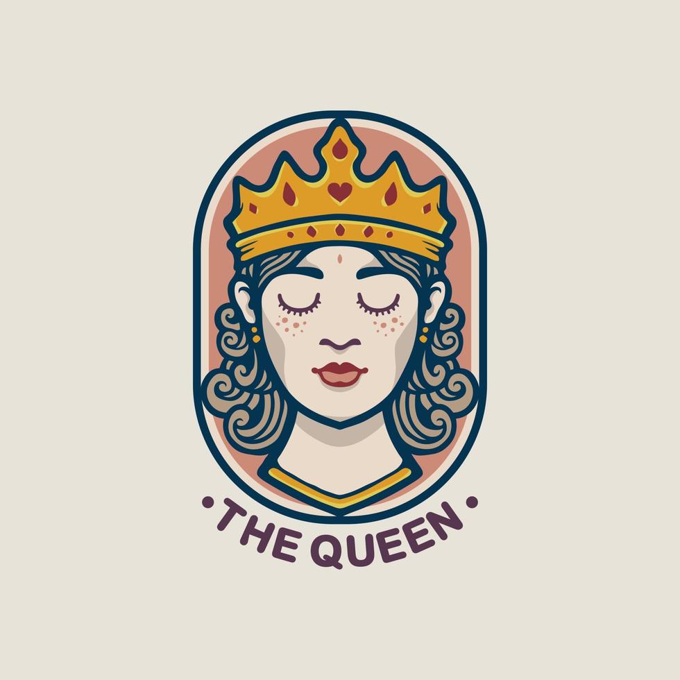The sleeping queen badge cartoon illustration vector