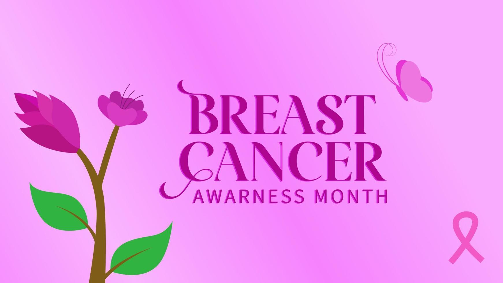 Breast cancer awareness month background with pink ribbon. Hand drawn design elements for appeal advertisement vector