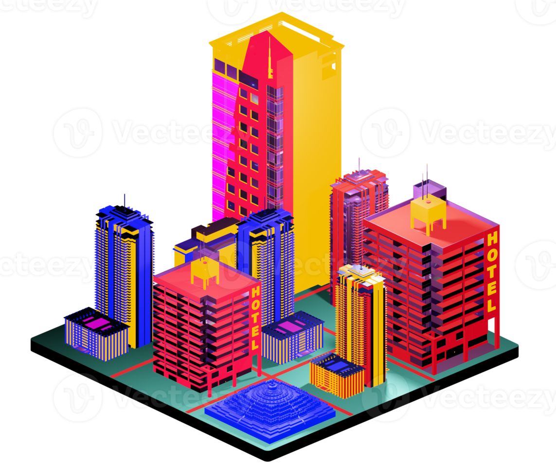 Retro isometric building png