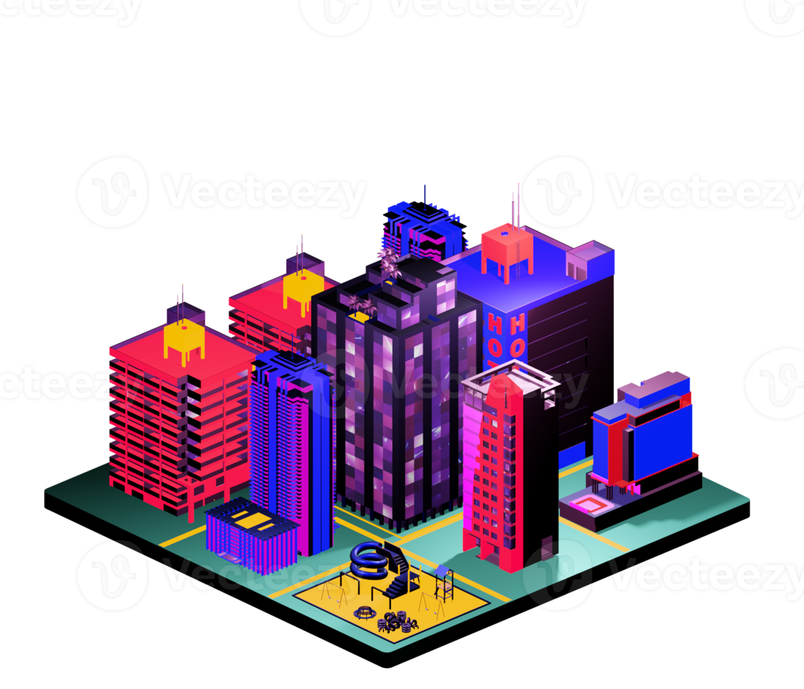 Isometric building arrangement png