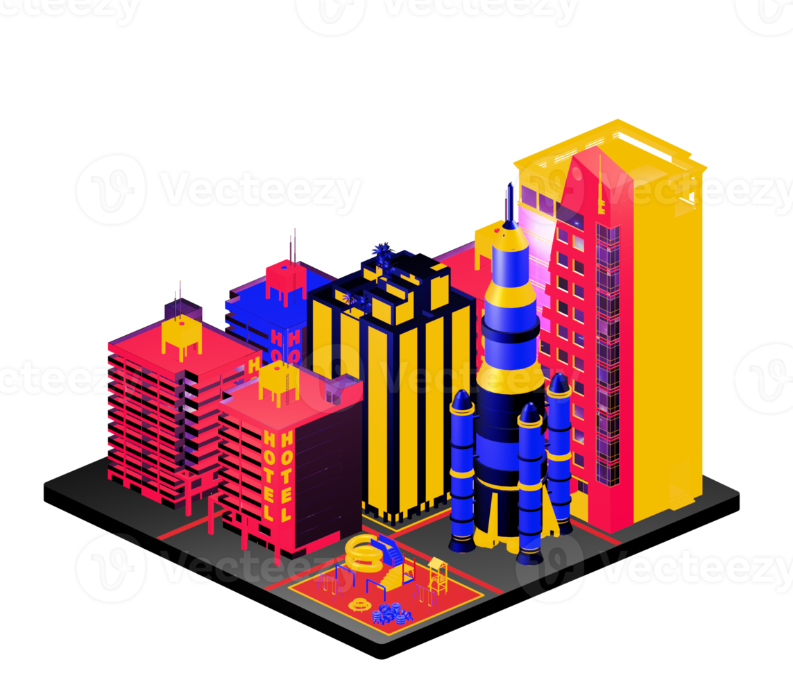 Isometric building arrangement png