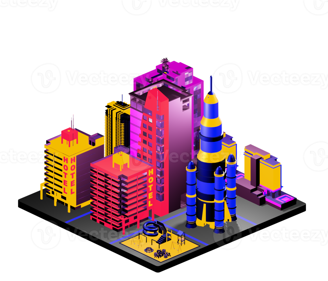 Isometric building in retro style png