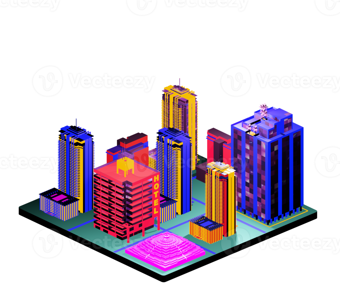 Isometric building in retro style png