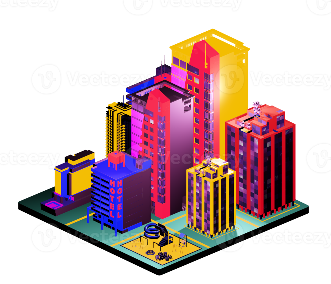 Isometric building arrangement png