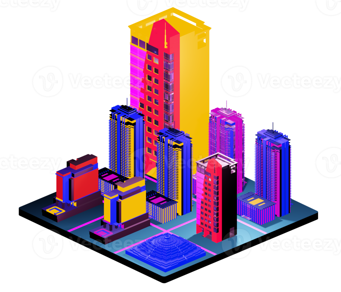 Isometric building in retro style png