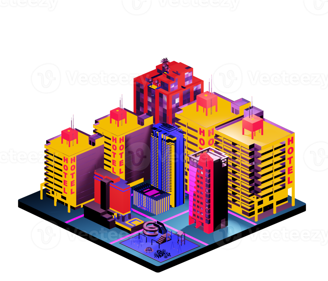 Isometric building arrangement png