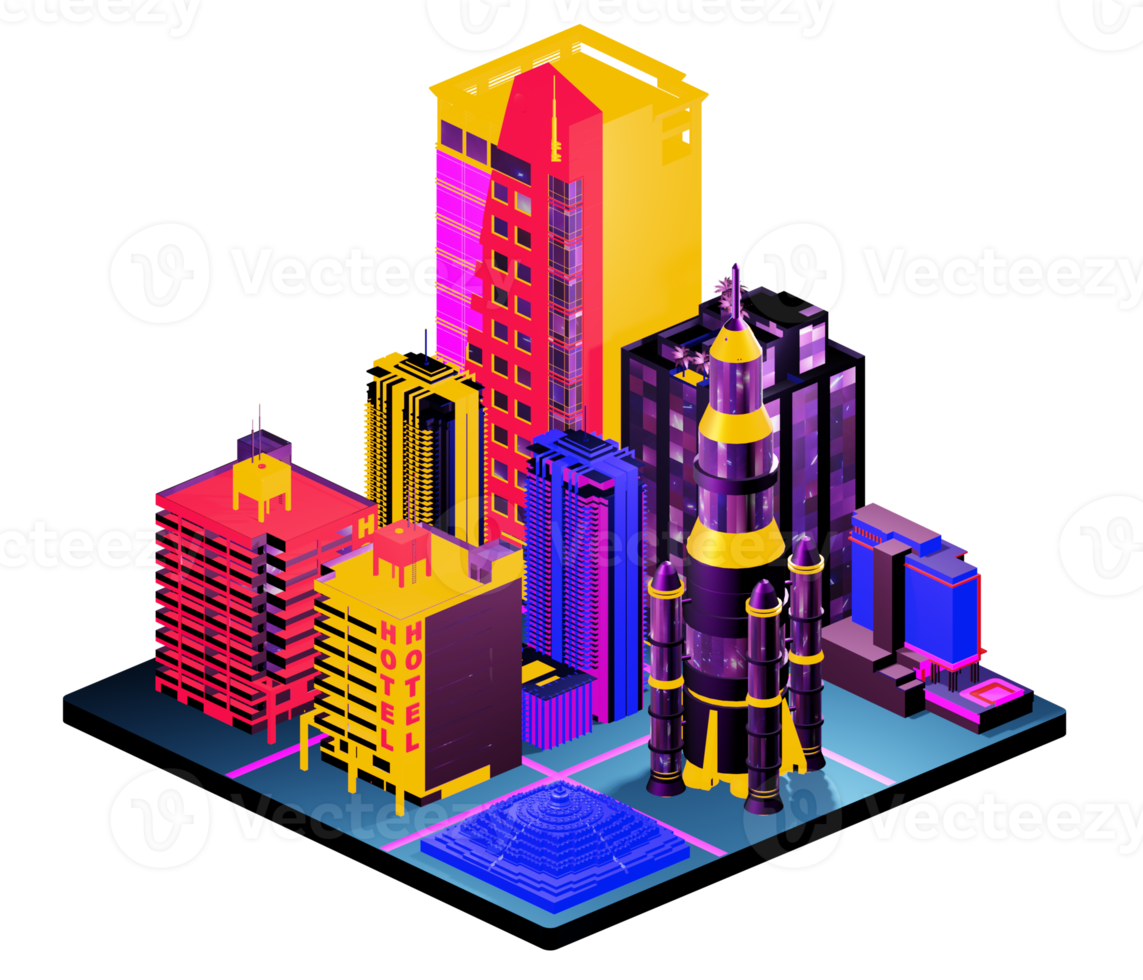 Retro isometric building png