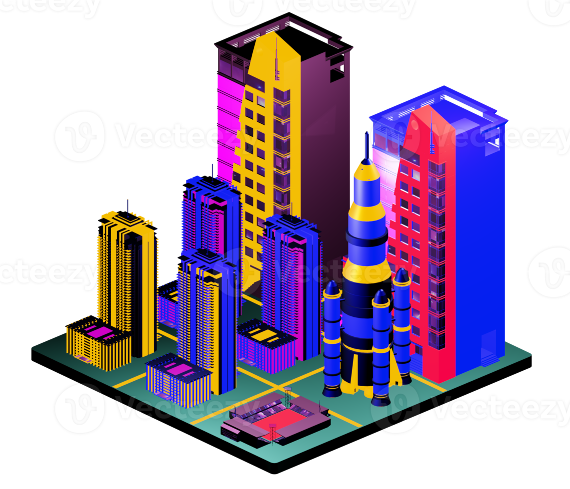 Isometric building arrangement png