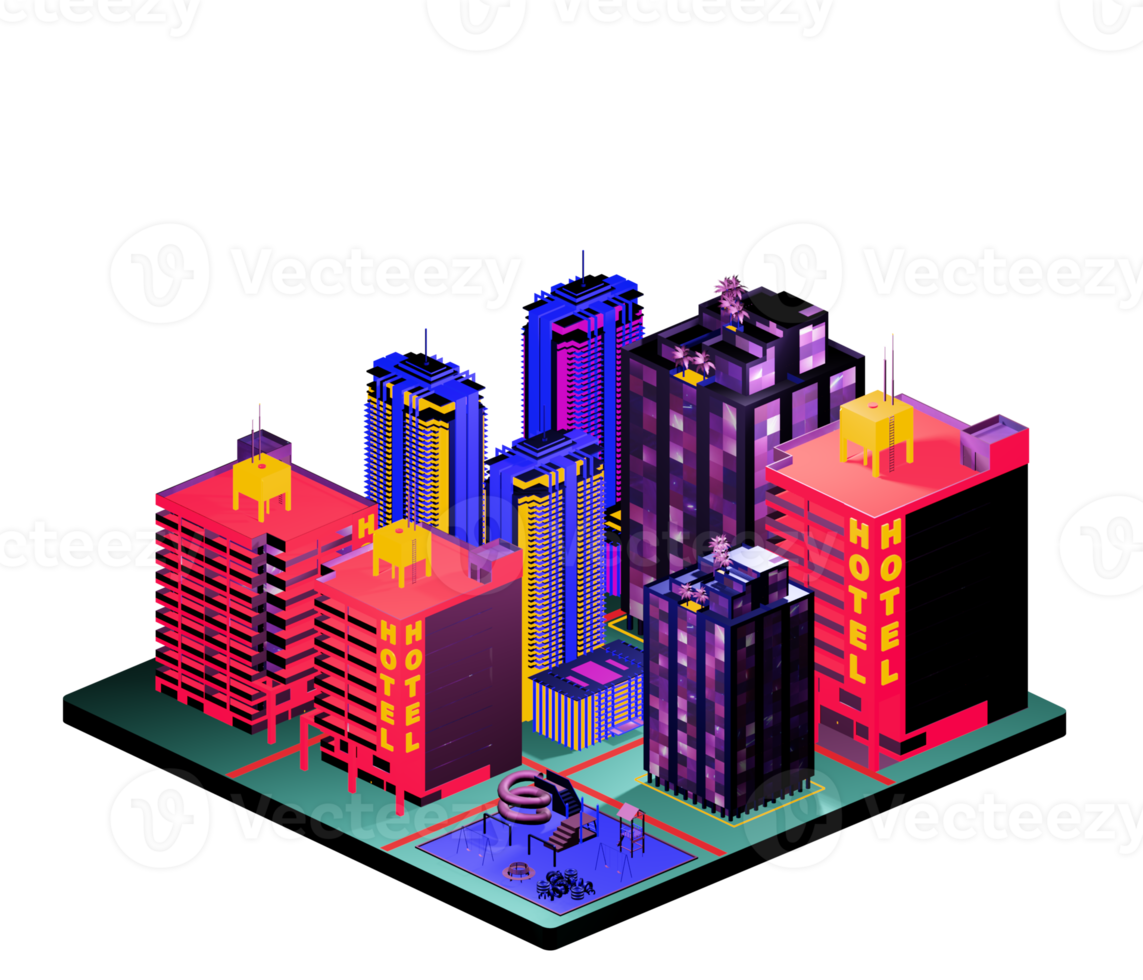 Retro isometric building png