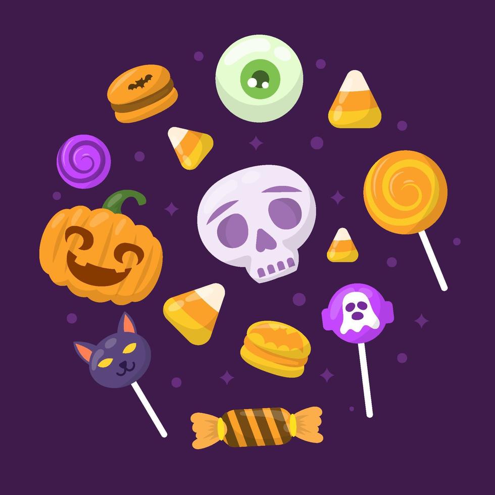 Halloween Trick Or Treat Candy Icon Collection vector