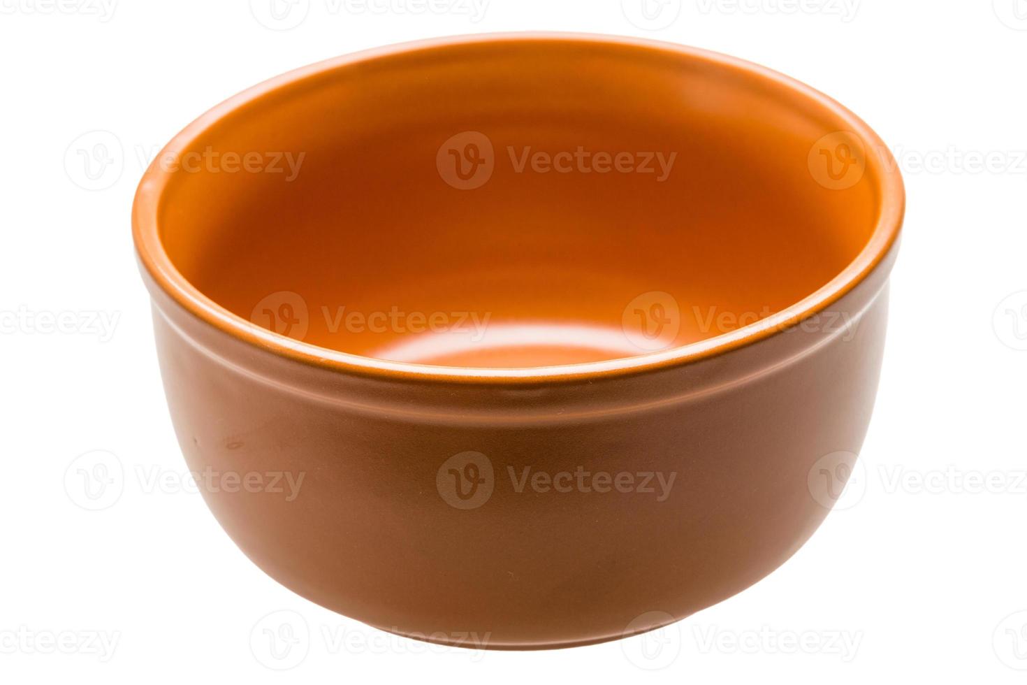 Empty ceramic bowl on white background photo