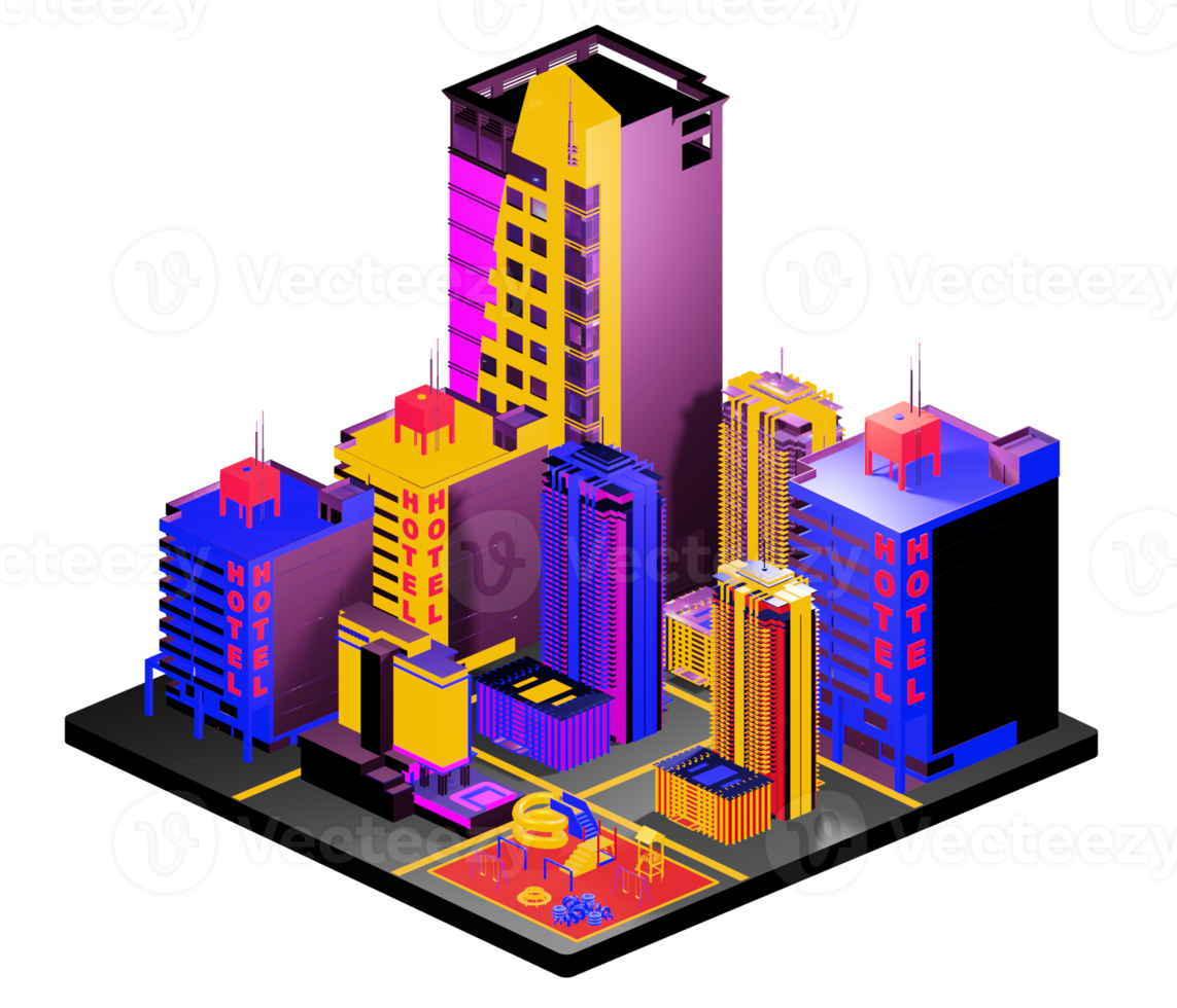 Isometric building arrangement png