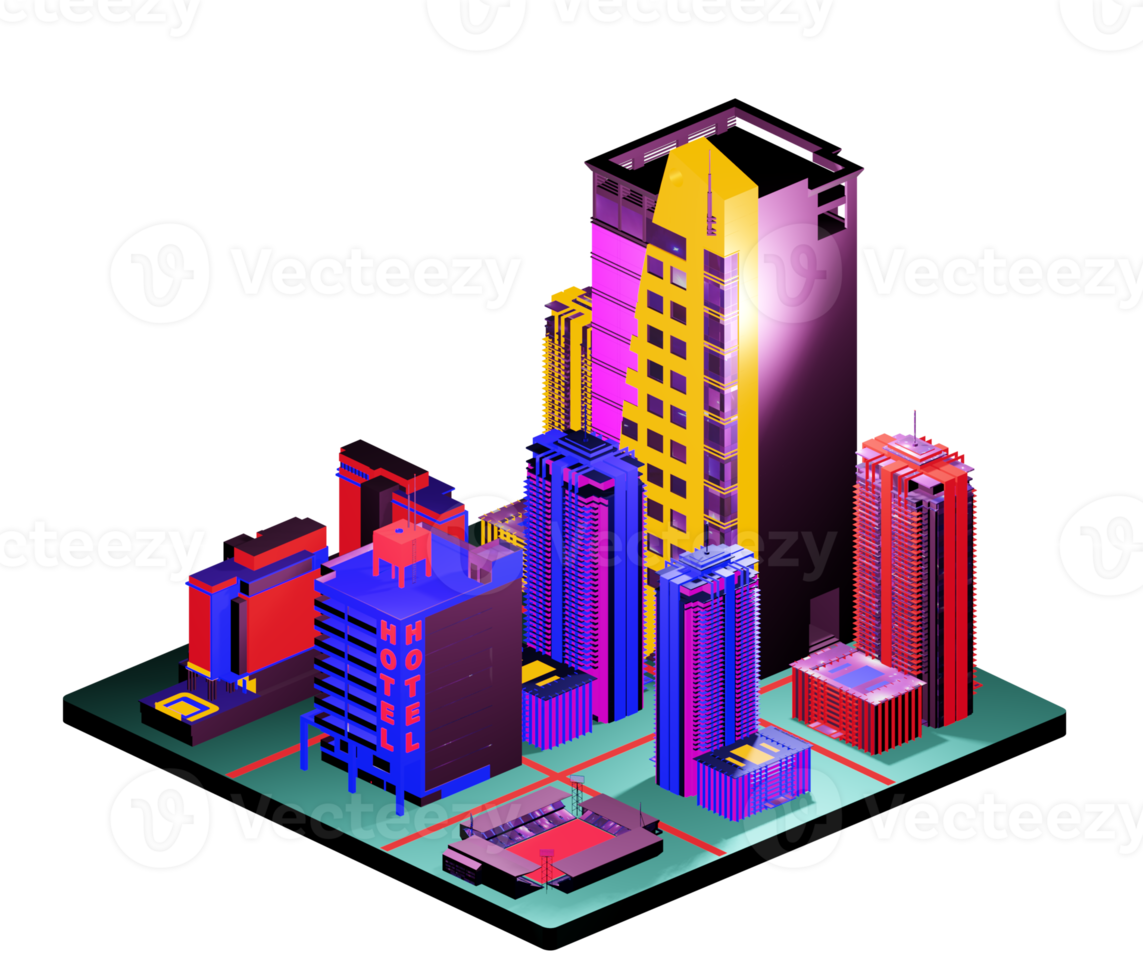 Retro isometric building png