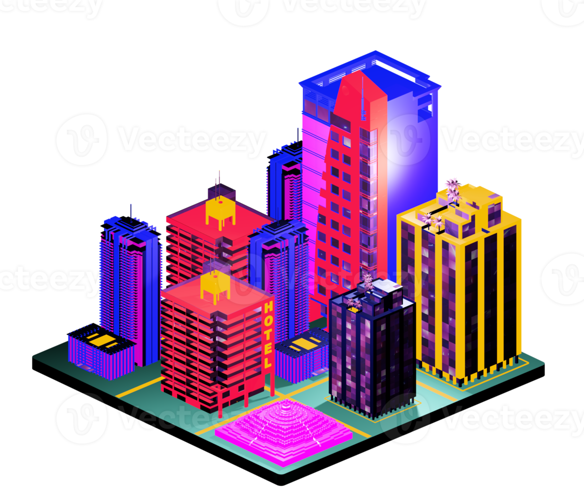 Retro isometric building png