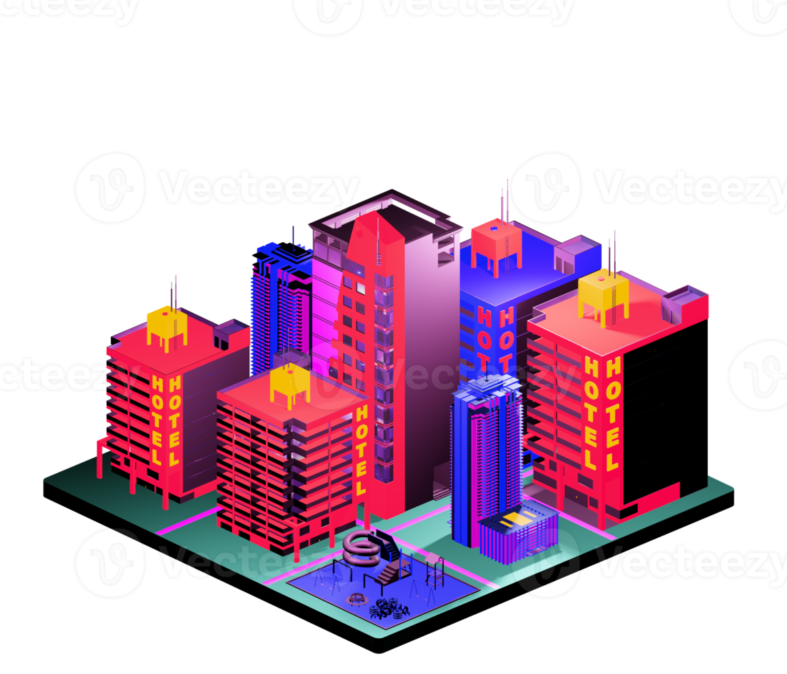 Isometric building in retro style png