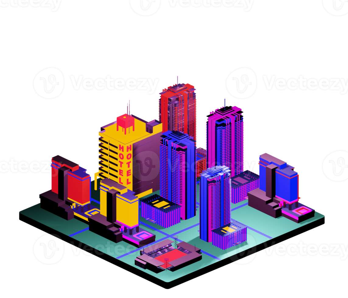Isometric building in retro style png