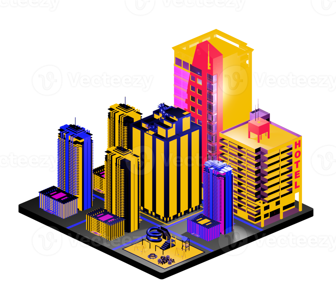 Isometric building arrangement png