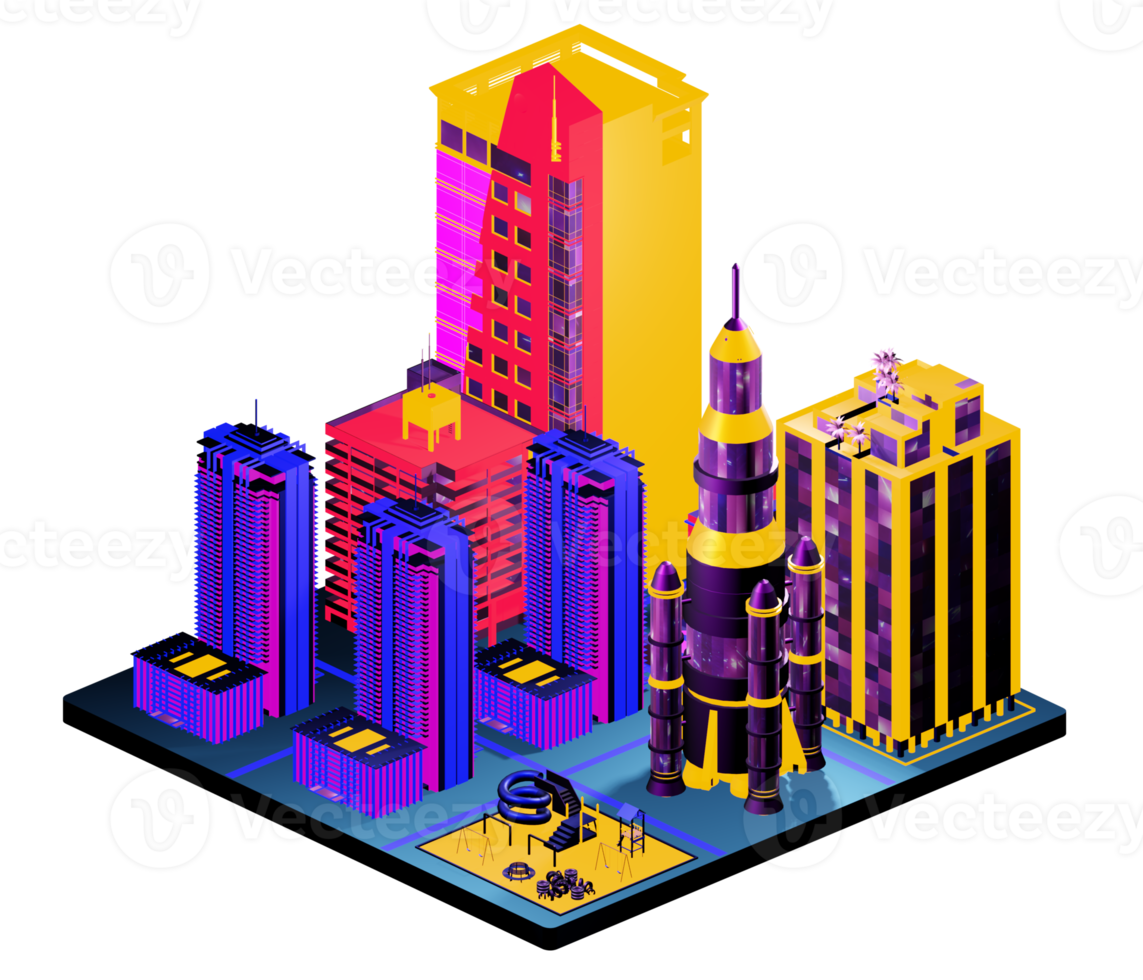 Isometric building arrangement png