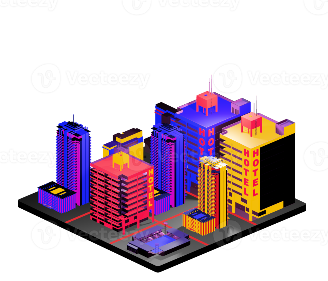 Retro isometric building png