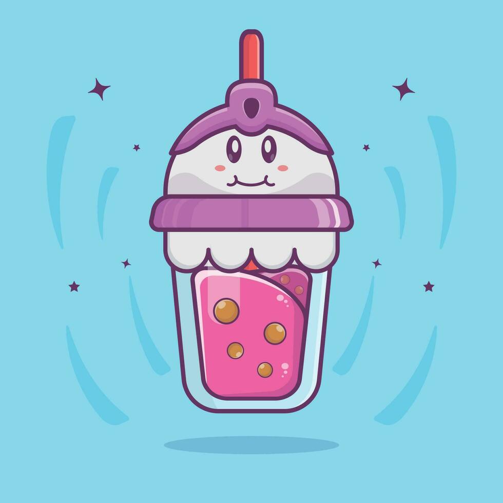 Cartoon icon illustration of boba drink in a cute ghost cup. Halloween concept. Simple premium design vector