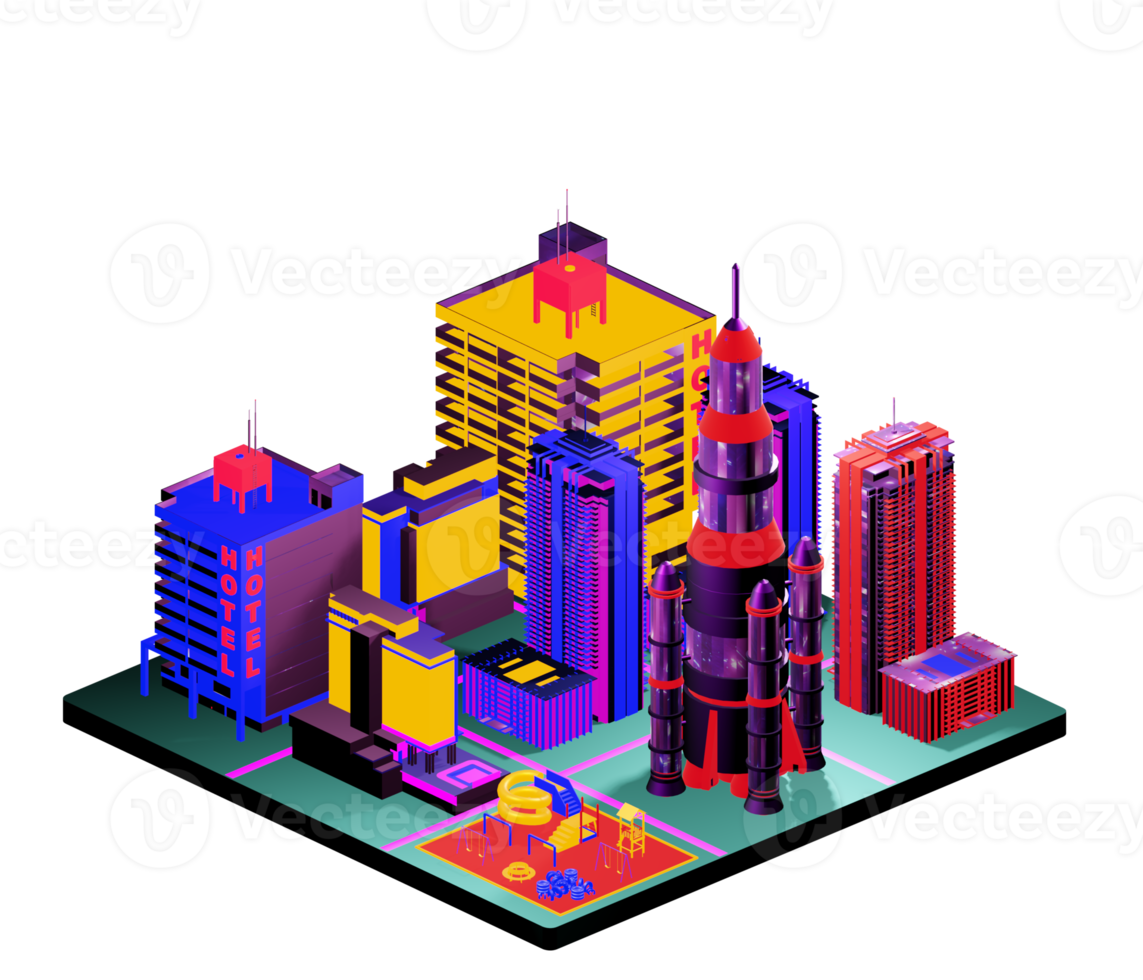 Isometric building arrangement png