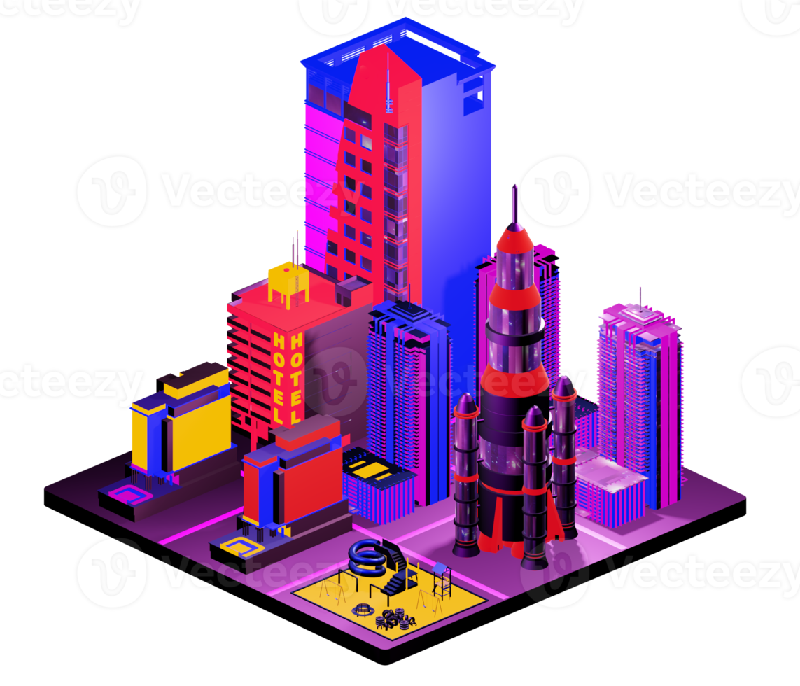 Retro isometric building png