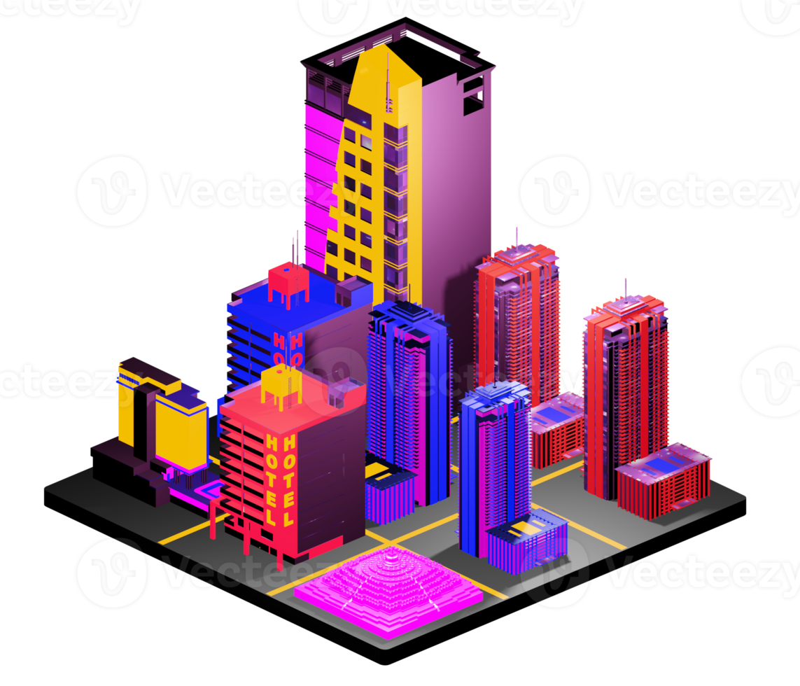 Isometric building arrangement png