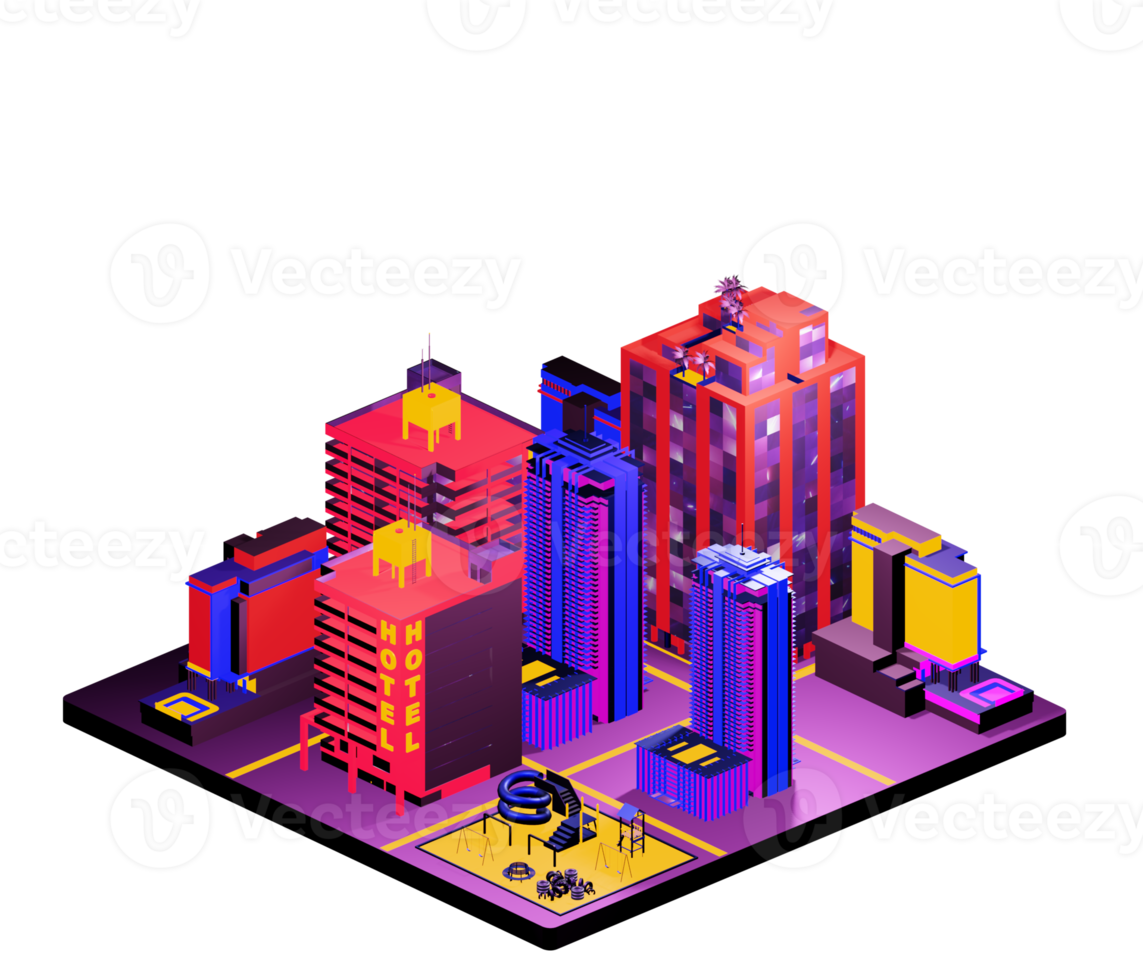 Isometric building in retro style png