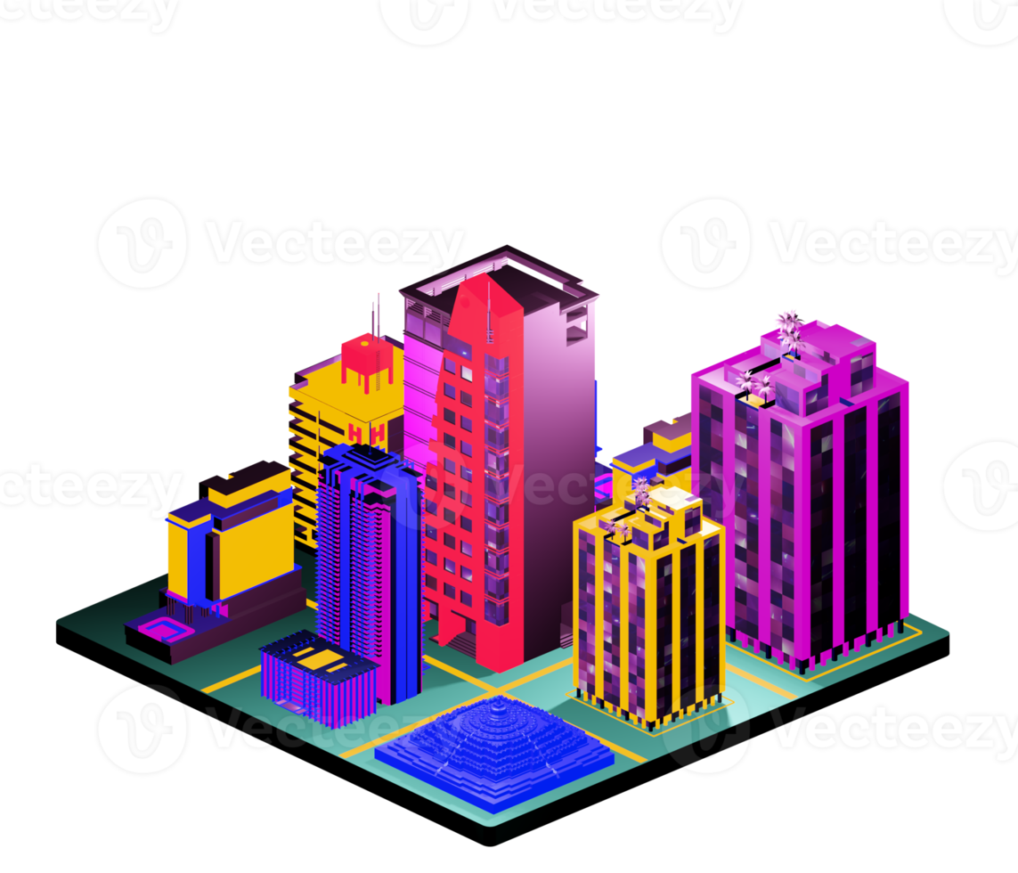 Isometric building arrangement png