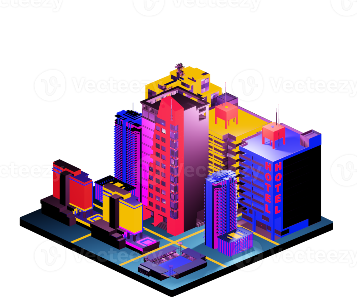 Isometric building arrangement png