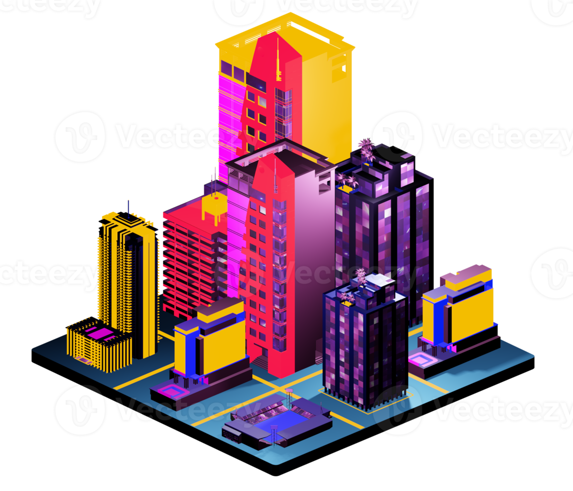 Retro isometric building png