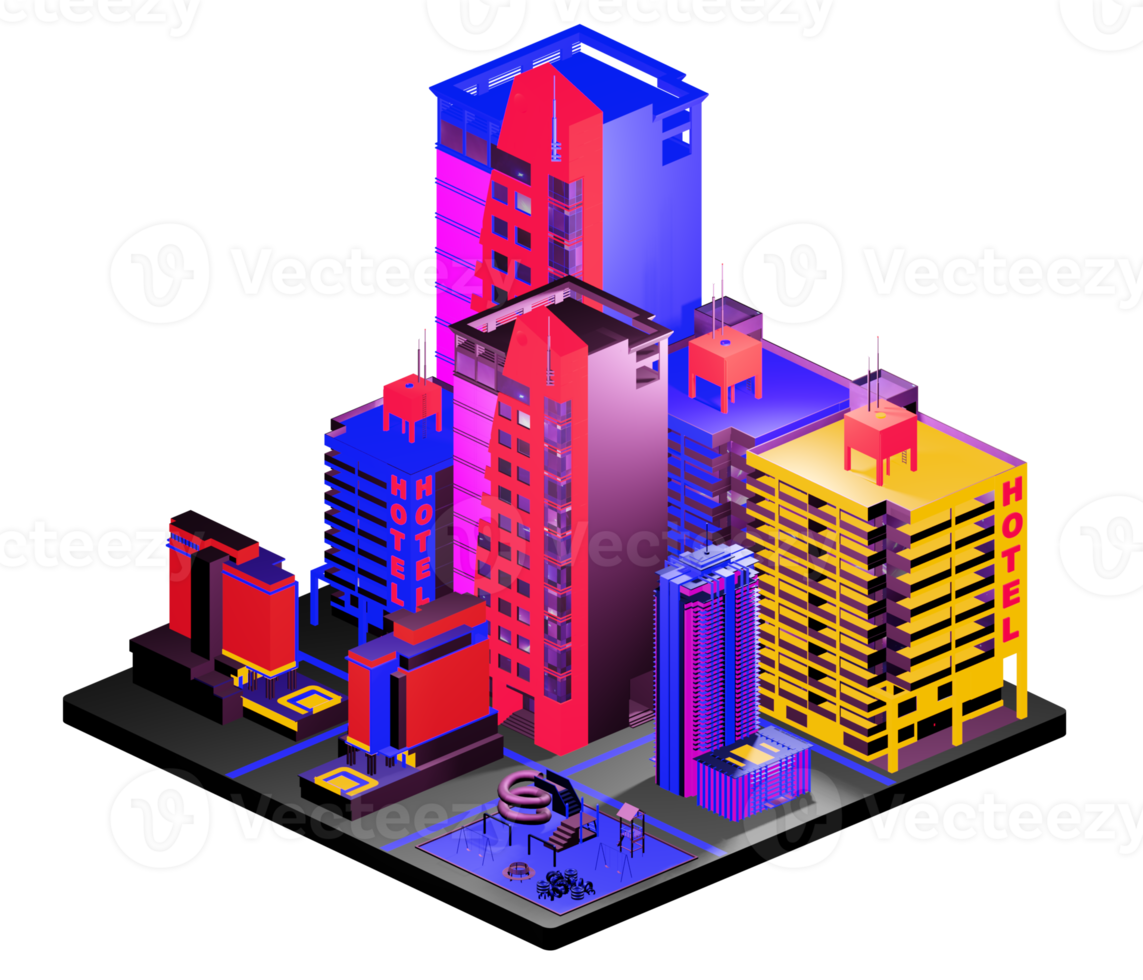 Isometric building arrangement png