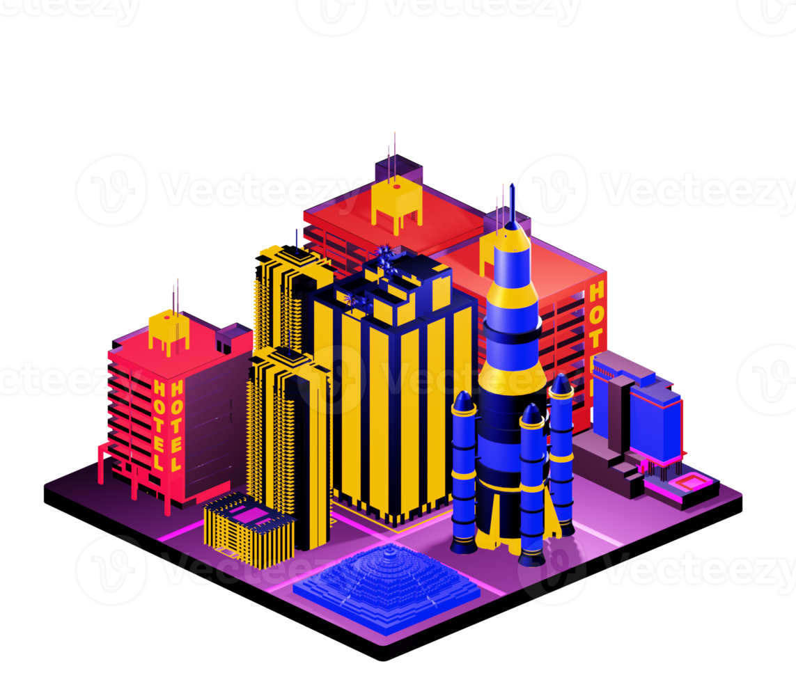 Isometric building in retro style png