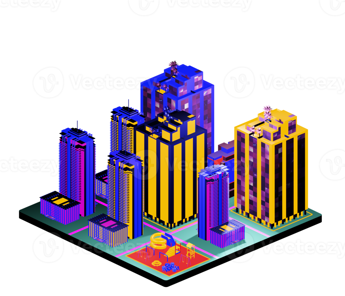 Isometric building arrangement png