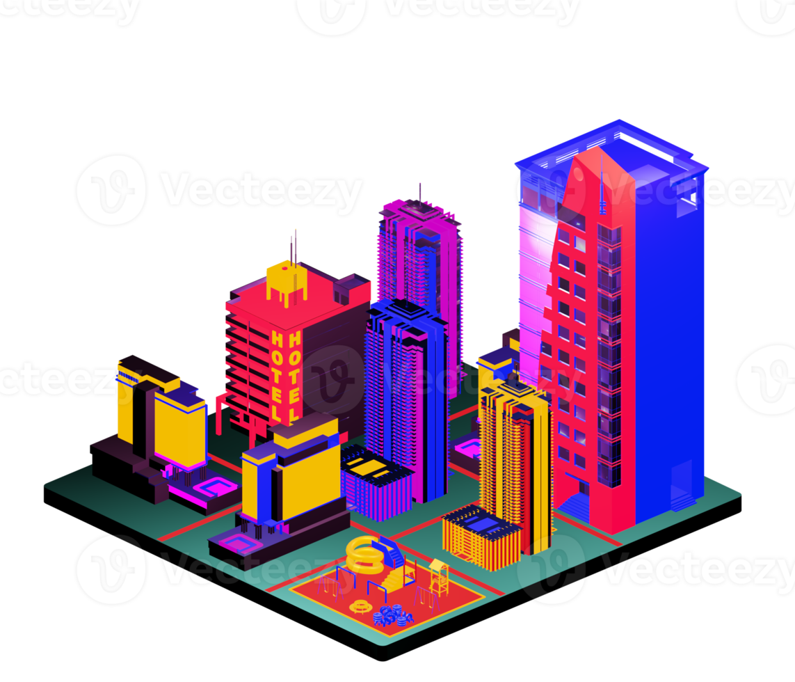 Isometric building arrangement png