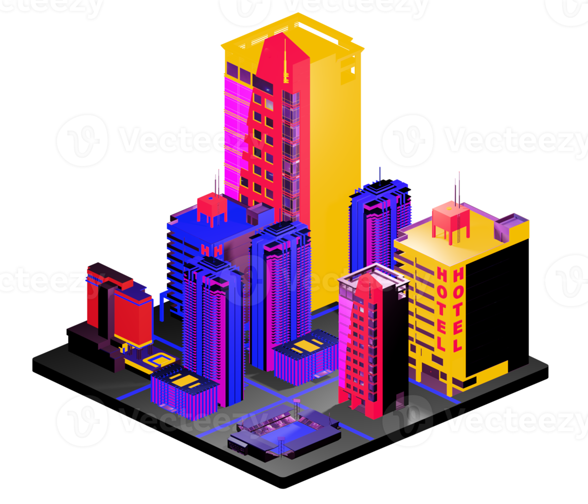 Retro isometric building png