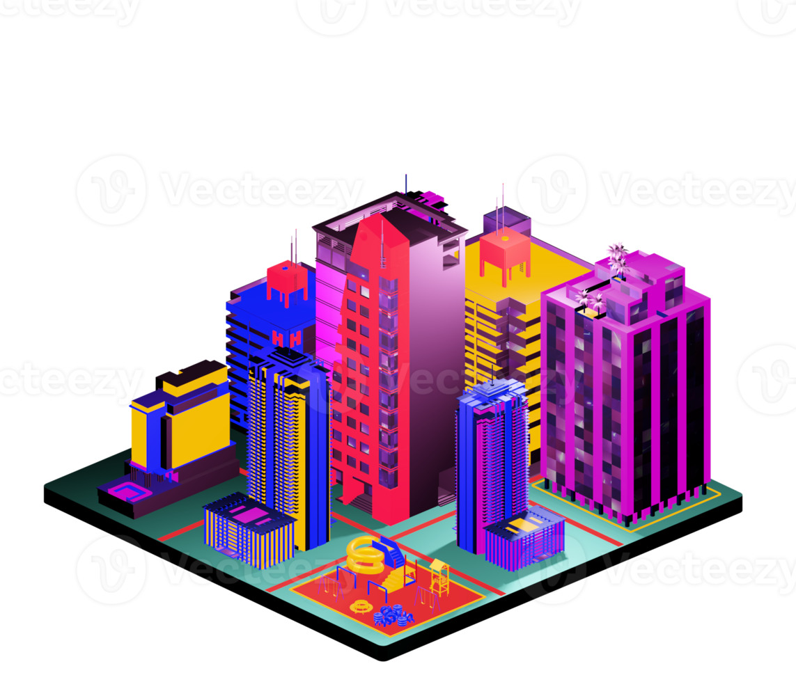 Isometric building arrangement png