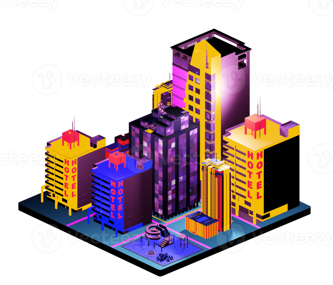 Isometric building arrangement png