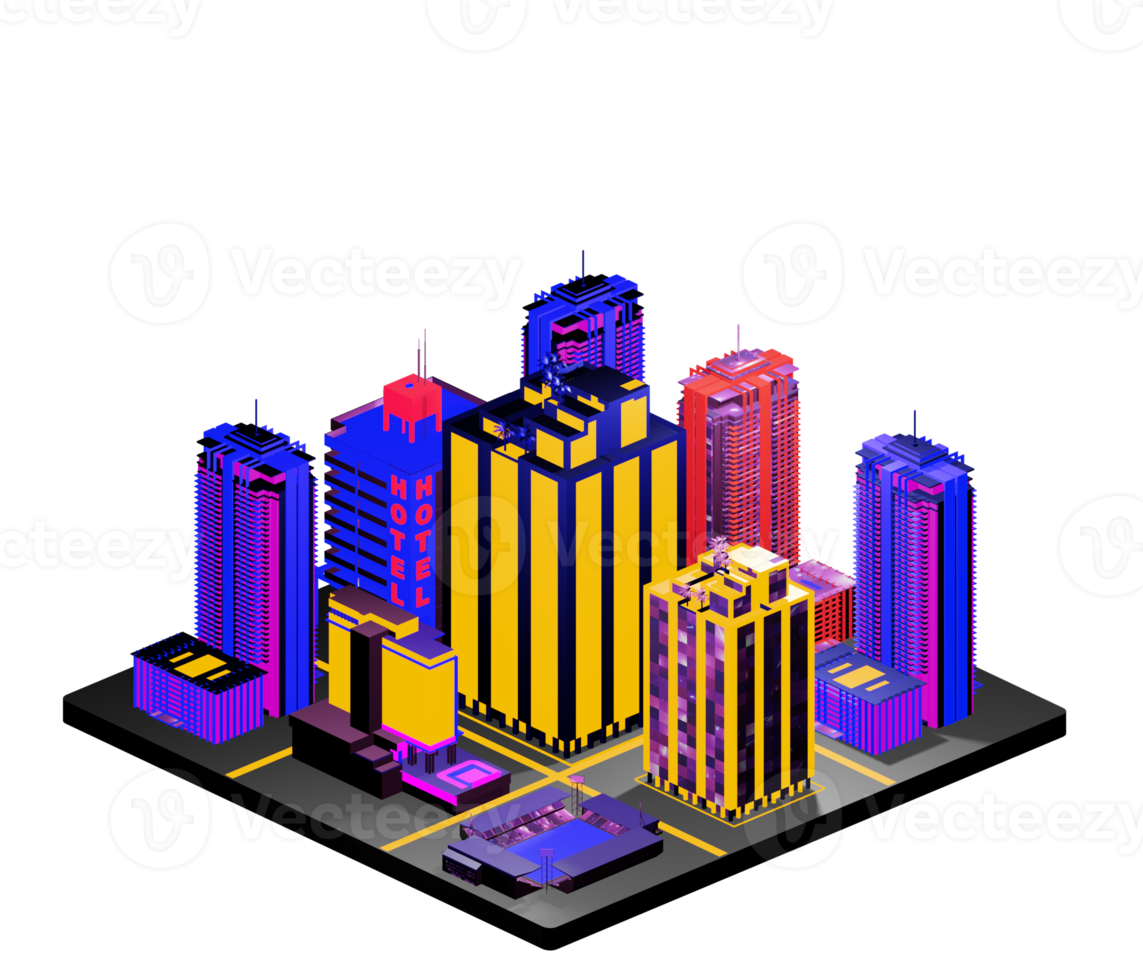 Isometric building arrangement png