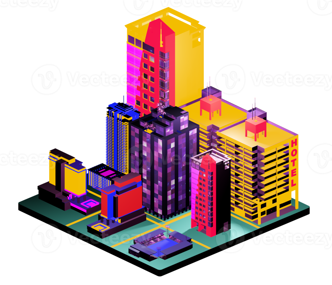 Isometric building arrangement png