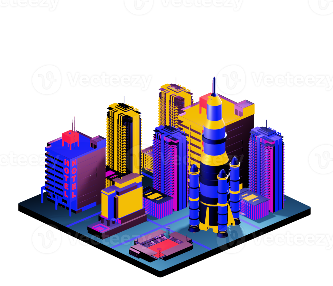Isometric building arrangement png