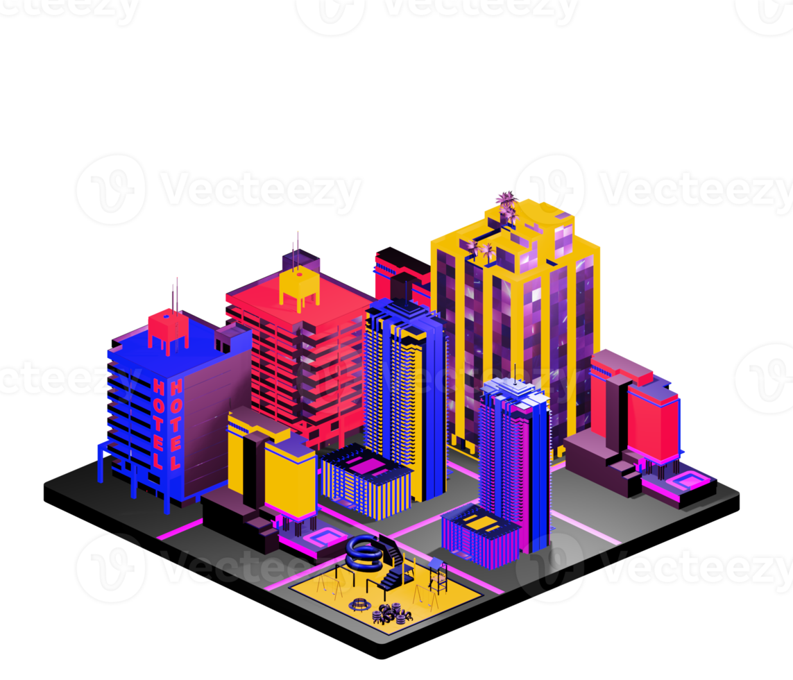 Retro isometric building png