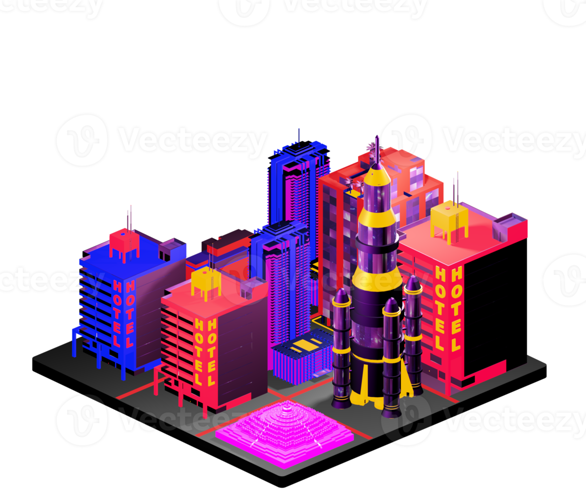 Isometric building arrangement png