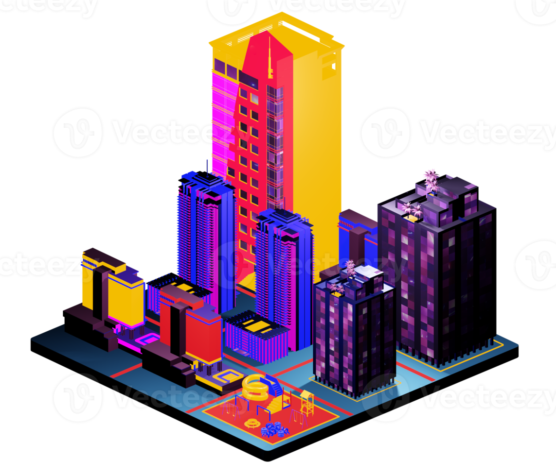 Isometric building arrangement png