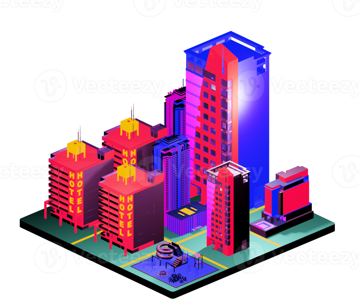 Isometric building arrangement png