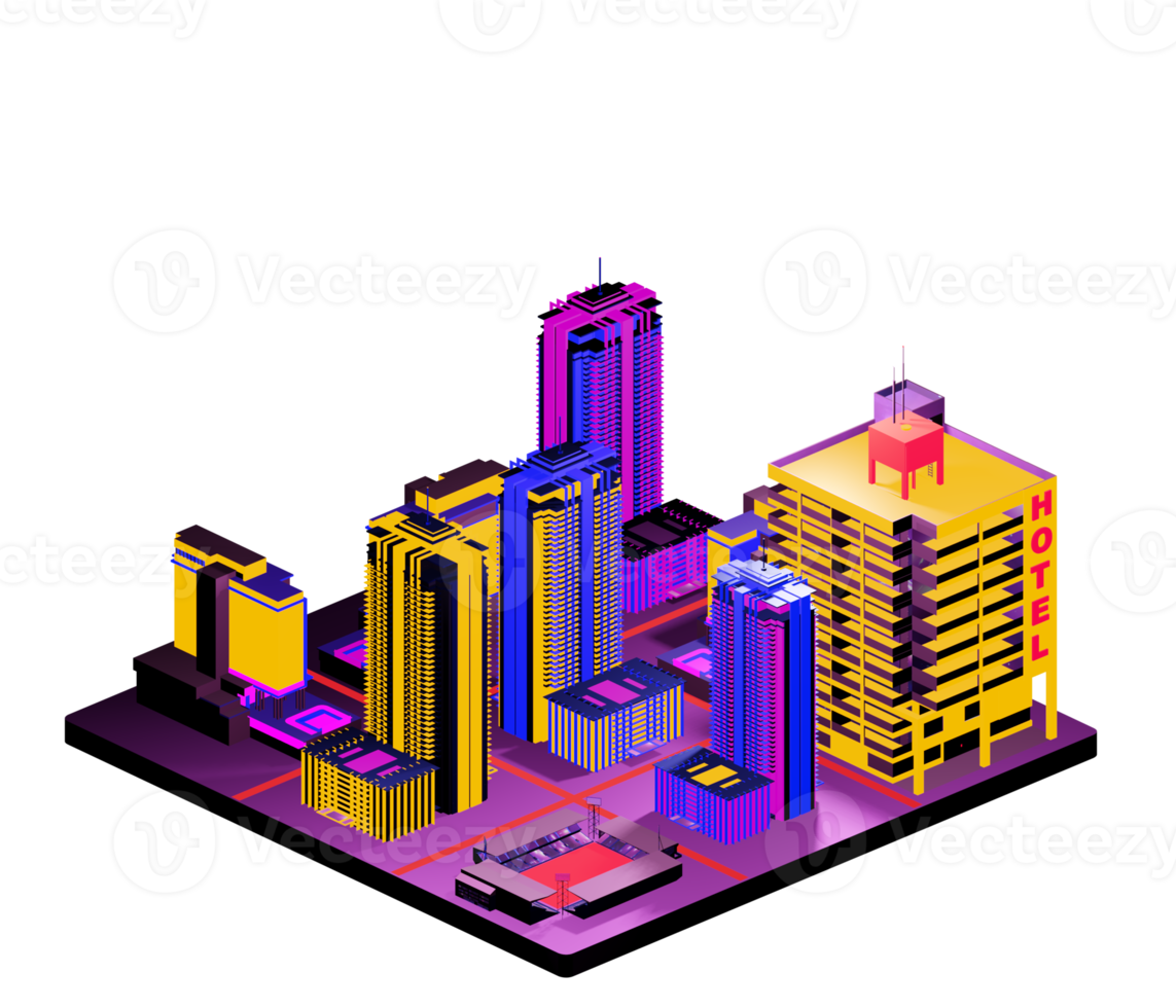 Isometric building arrangement png