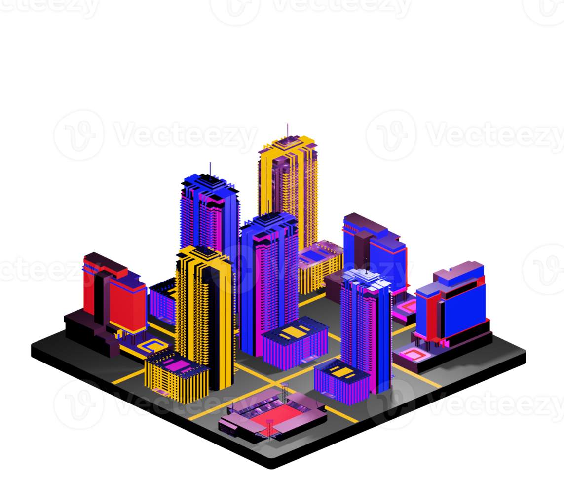 Retro isometric building png