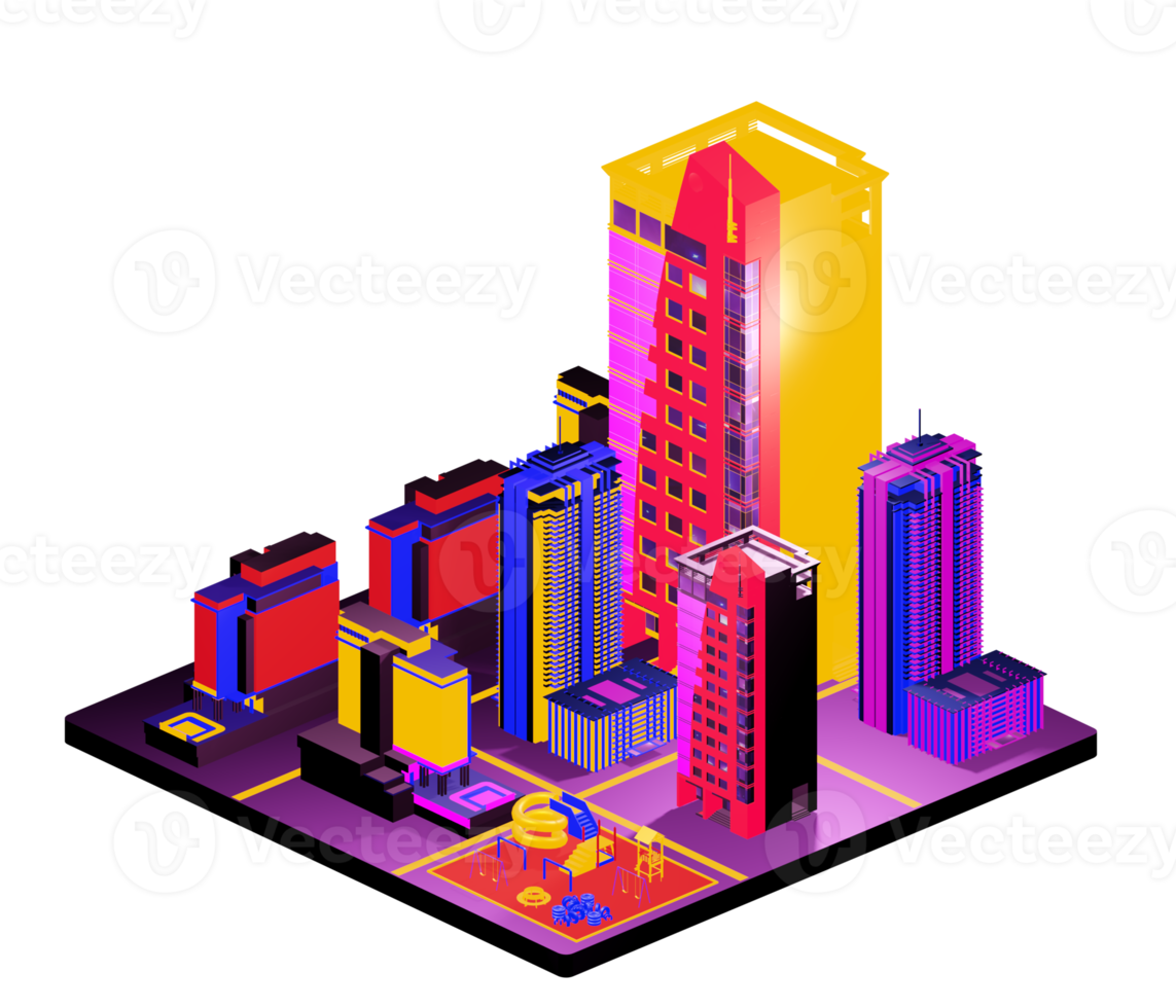 Retro isometric building png