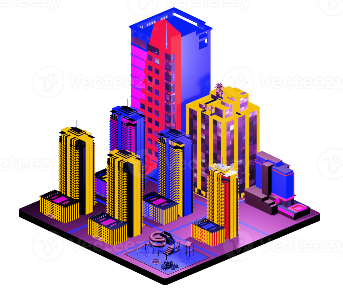 Isometric building arrangement png