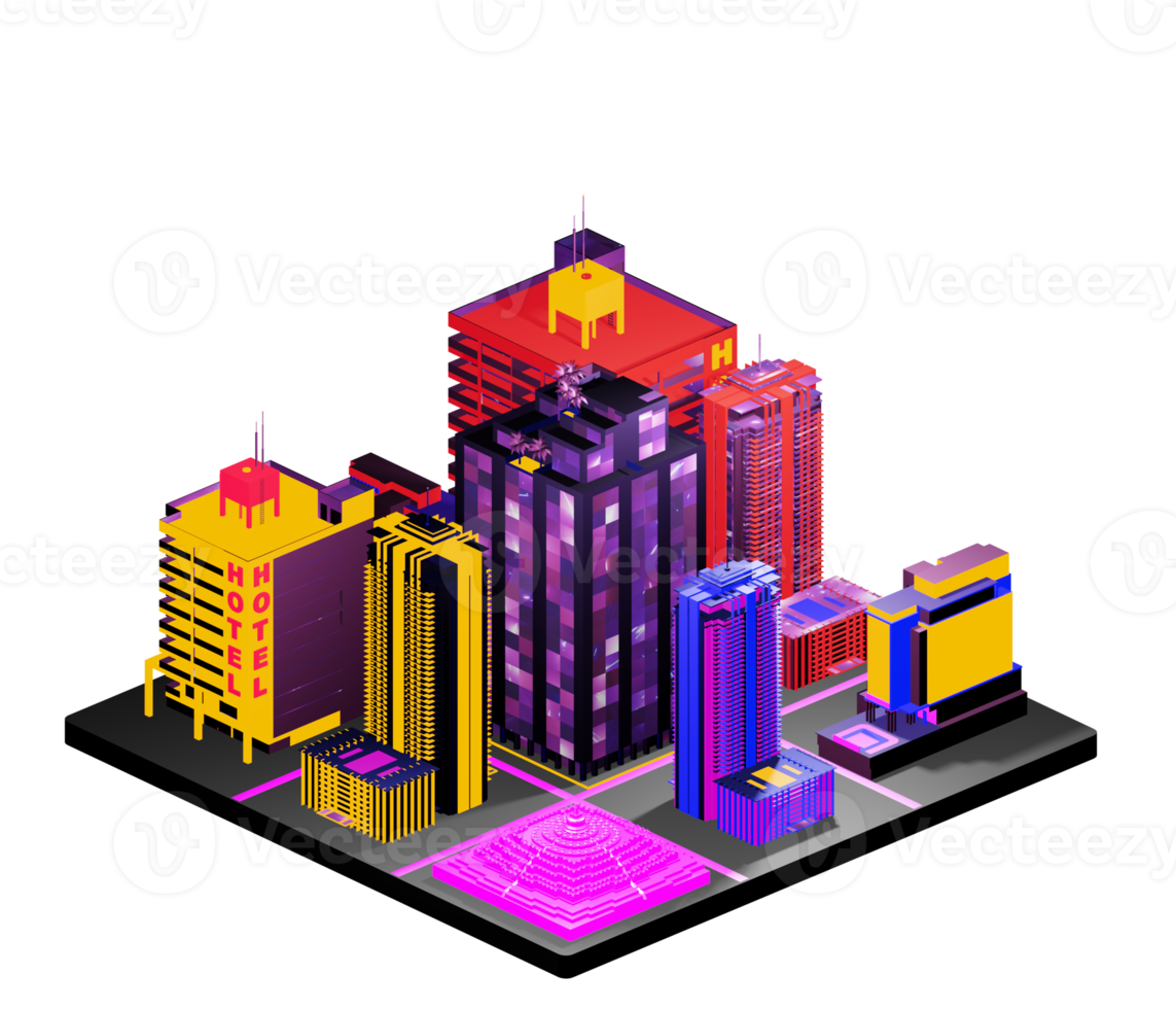 Retro isometric building png